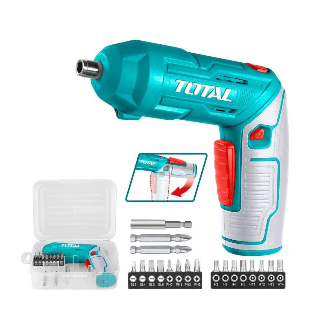 Destornillador Inalámbrico 4V / Carga USB Cable Tipo C / 19 Accesorios. - Total - Titan.com.pa - 6976057331029