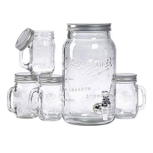 Dispensador de Bebidas Mason Craft Con Vaso de Vidrio 5 Piezas