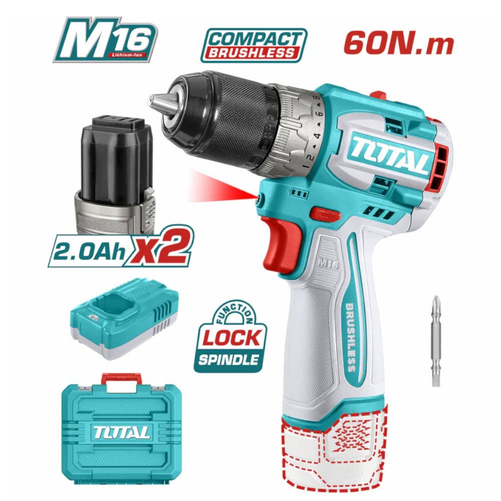 Drill Inalámbrico 16V 60N.M. 1/2" 2000 Rpm / Incluye Batería Y Cargador. - Total - Titan.com.pa - 6942210227607