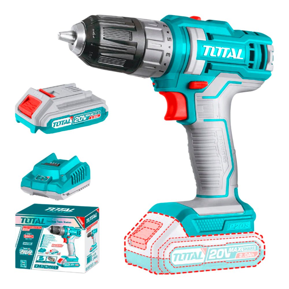 Drill Taladro Inalámbrico Total Función Impacto 20V De 3/8" 45Nm - Total - Titan.com.pa - 6976057331685