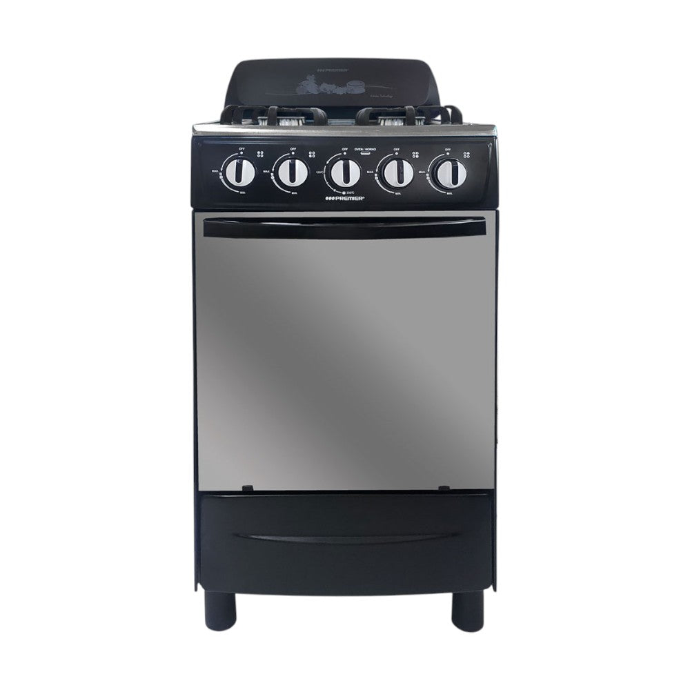 Estufa A Gas 20" Premier / 4 Quemadores / Con Horno / Negro