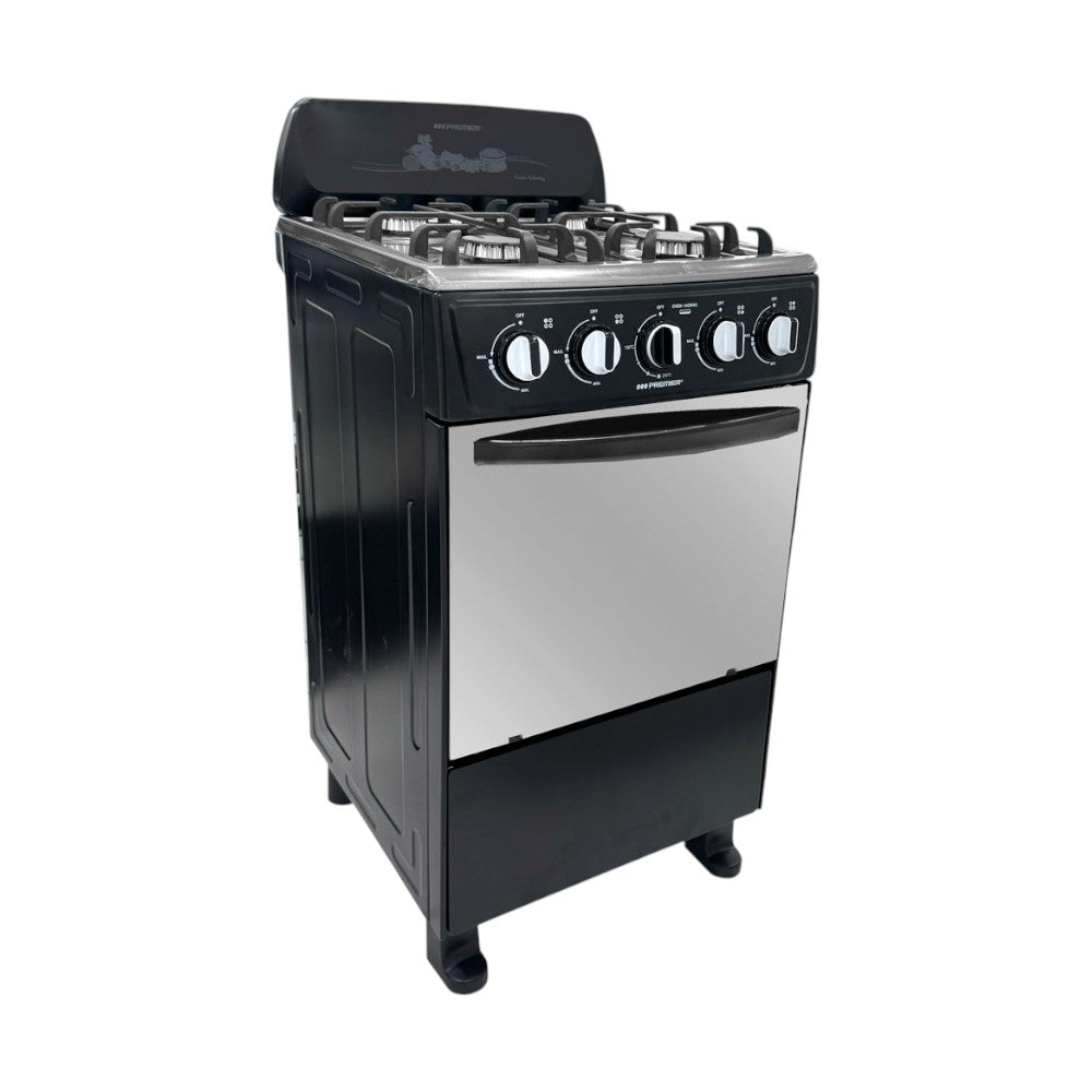 Estufa A Gas 20" Premier / 4 Quemadores / Con Horno / Negro
