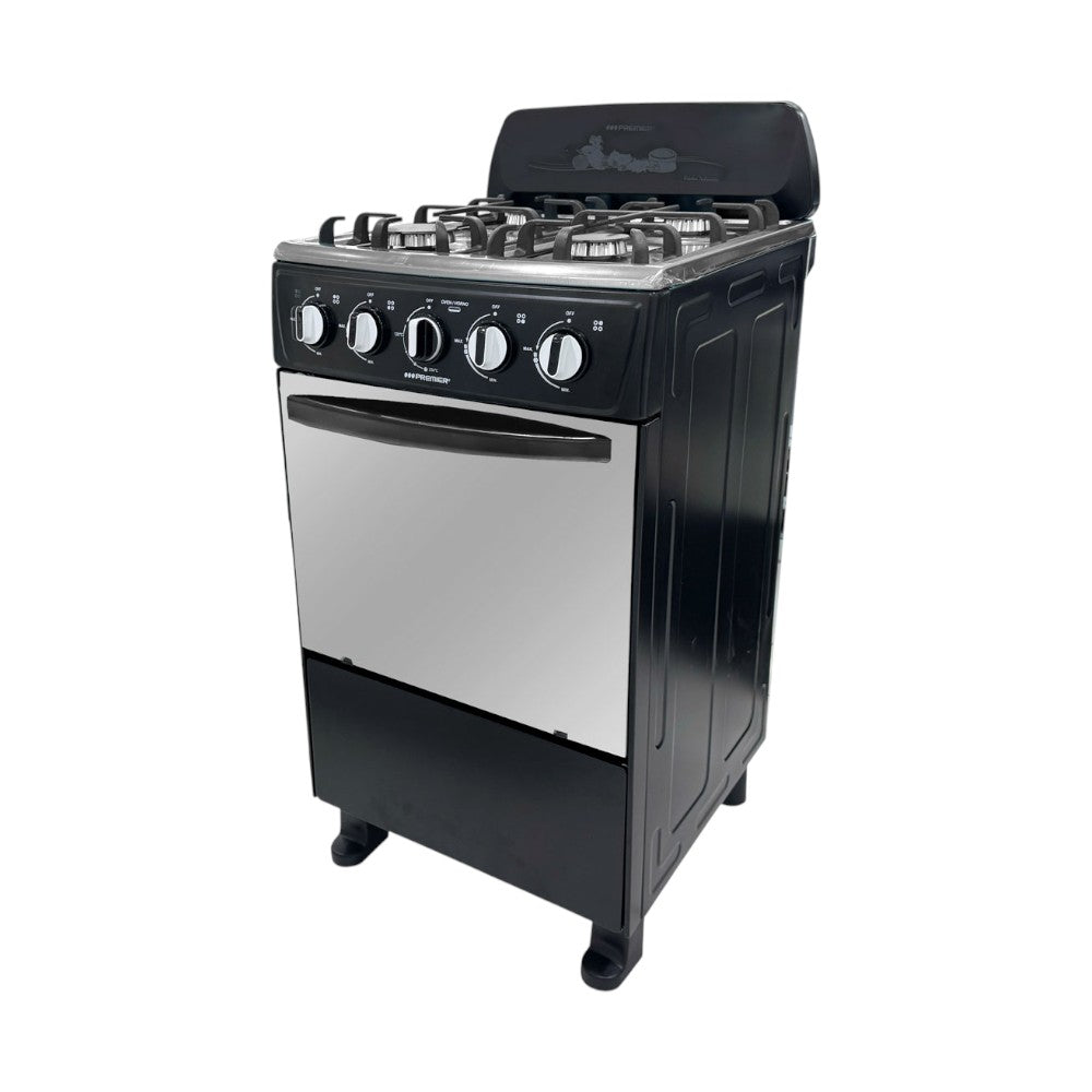 Estufa A Gas 20" Premier / 4 Quemadores / Con Horno / Negro