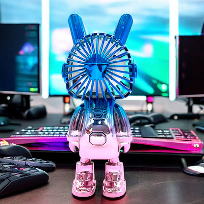 Abanico de mesa recargable estilo robot con luz LED Home Elegance