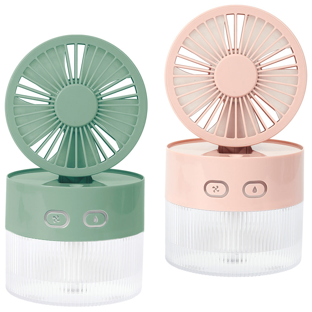 Abanico de escritorio USB M12 Jet Lag con nebulizador y luz LED.