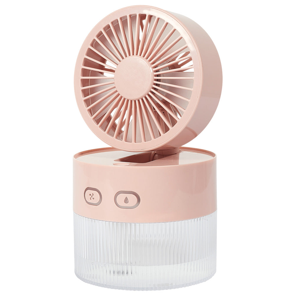 Abanico de escritorio USB M12 Jet Lag con nebulizador y luz LED.
