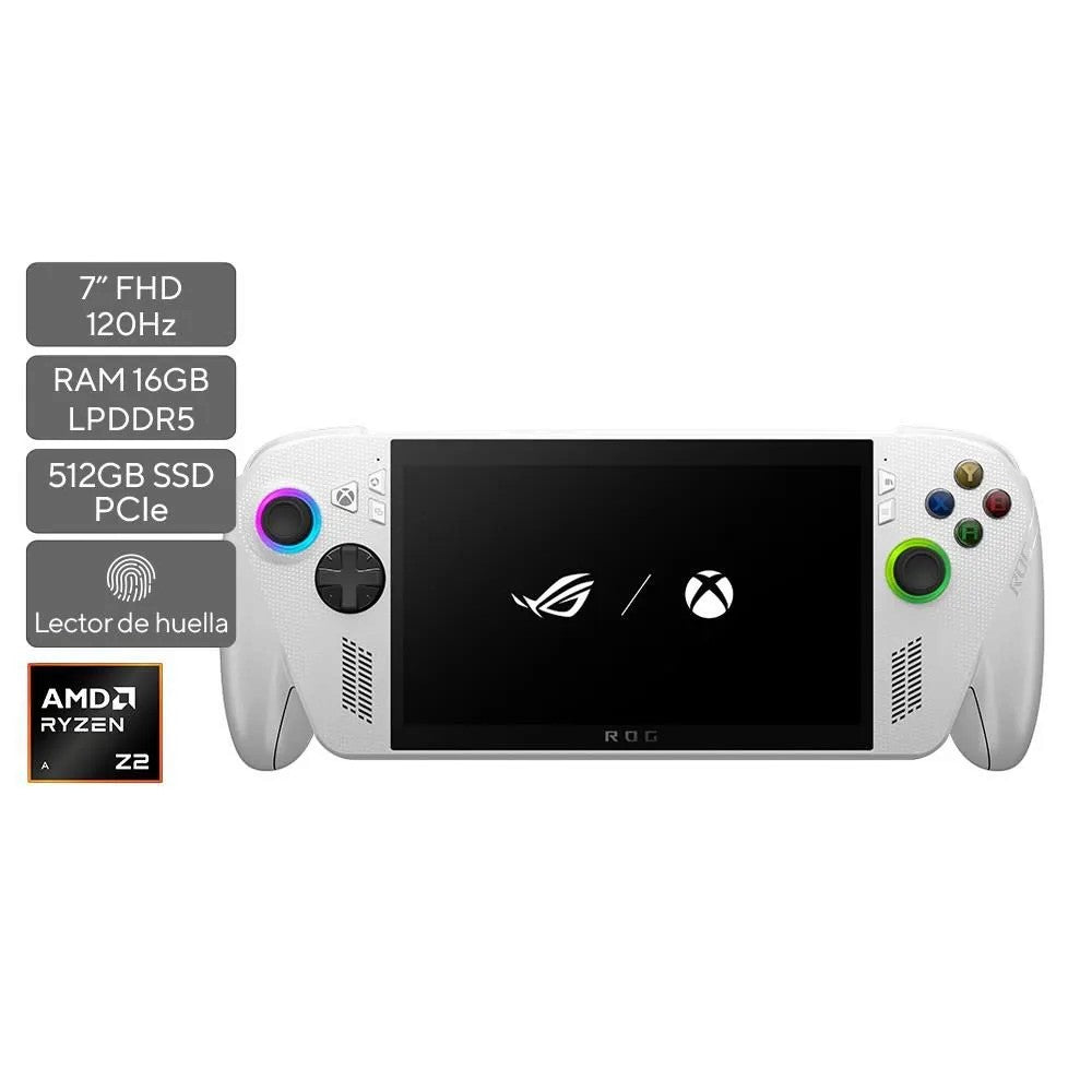 Consola portátil ASUS ROG Ally con pantalla táctil Full HD de 7 pulgadas.