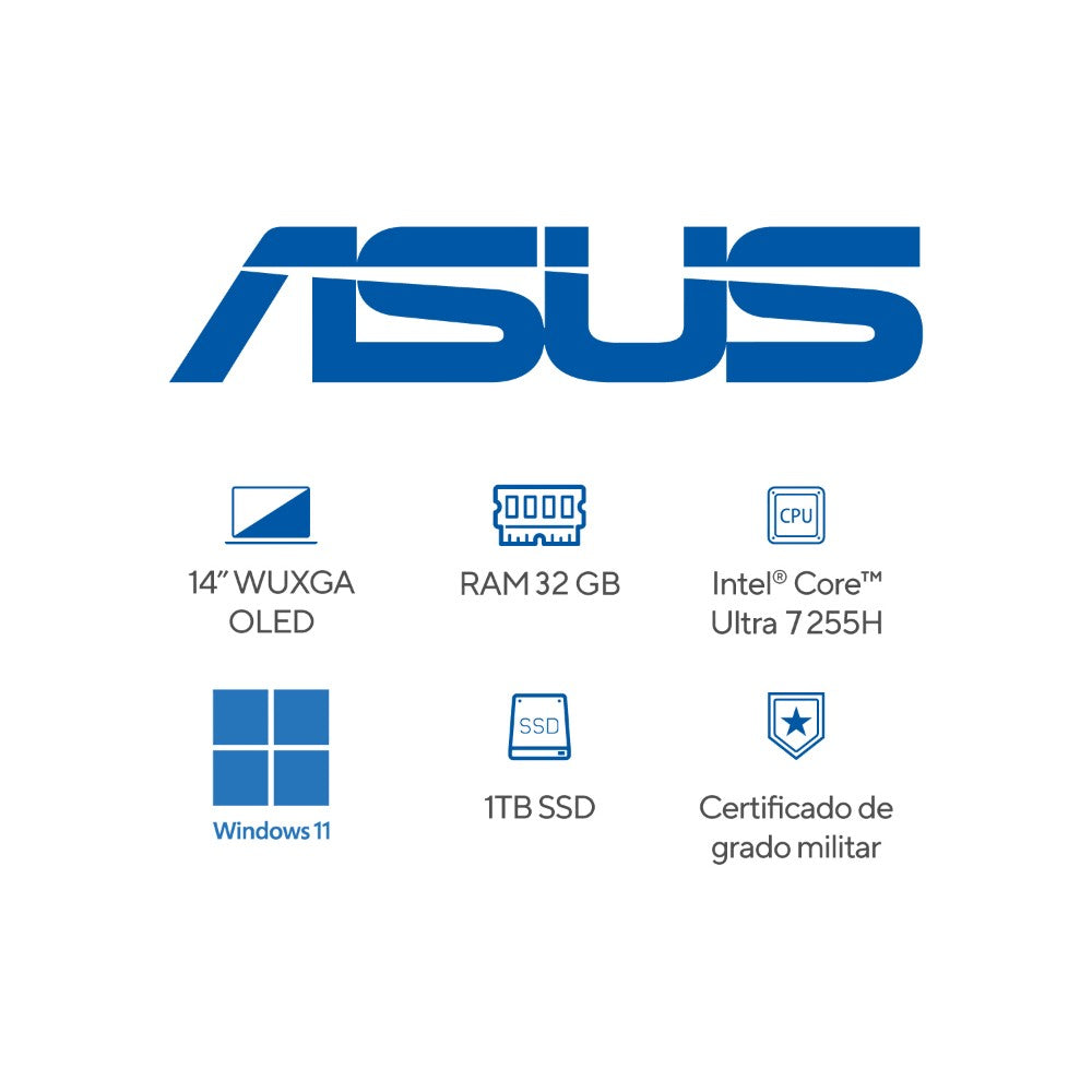 Laptop ASUS Zenbook 14 OLED con pantalla táctil de 14 pulgadas.