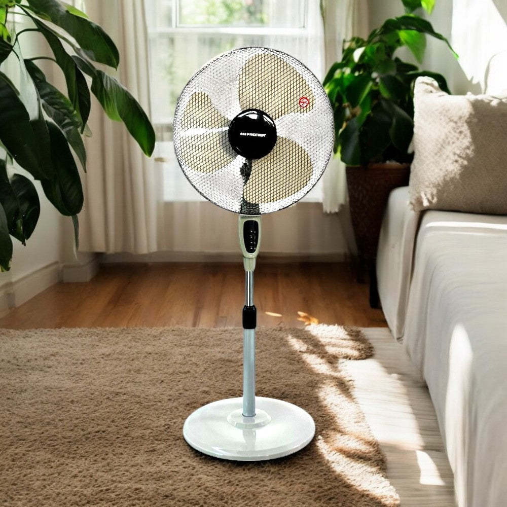 Abanico de Pedestal Premier 16" / 3 Aspas / Gris Claro