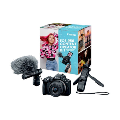 Cámara Canon EOS R50 Content Creator Kit / 5811C059AA / Negro