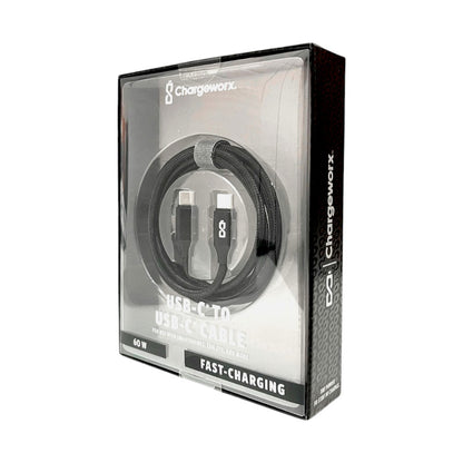 Cable Cargador Chargeworx de Nylon Tuff / 10Ft / 20W / Negro