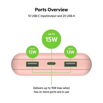 Batería Portátil Belkin Power Bank 20K / Usb-Ax2 / 15W / Rosa