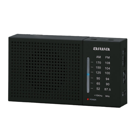 Radio AIWA portátil AM/FM. Diseño clásico, compacto y liviano. Ideal para viajes, exteriores y emergencias. En Titán Panamá.