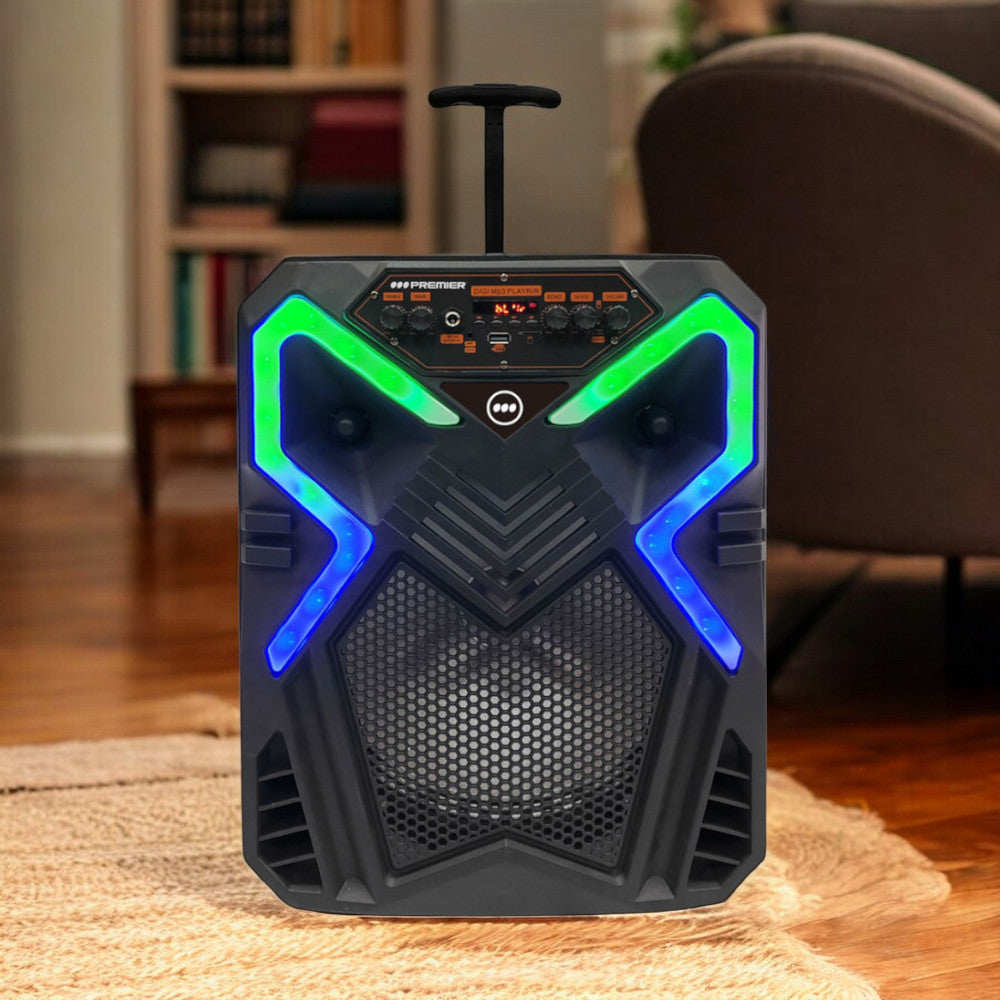 Bocina Recargable Premier de 12" / Tripode / Con Ruedas