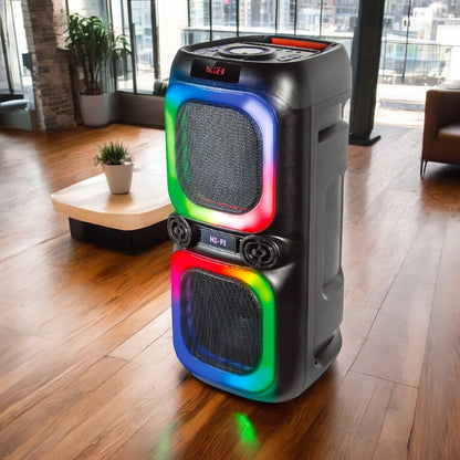 Bocina Portátil Sankey 8"x2 / 40W / Bluetooth / Karaoke / FM