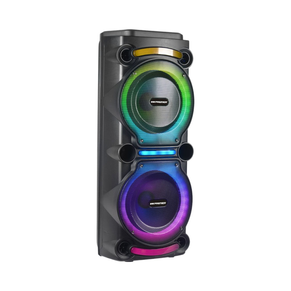 Bocina Portátil Premier 2x12” / Recargable / 60,000W PMPO / Bluetooth / Micrófono