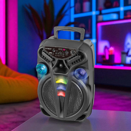 Bocina Portátil Sankey PA-8DCC001A 8” / Bluetooth / Karaoke / Luces LED / USB / Micrófono Incluido