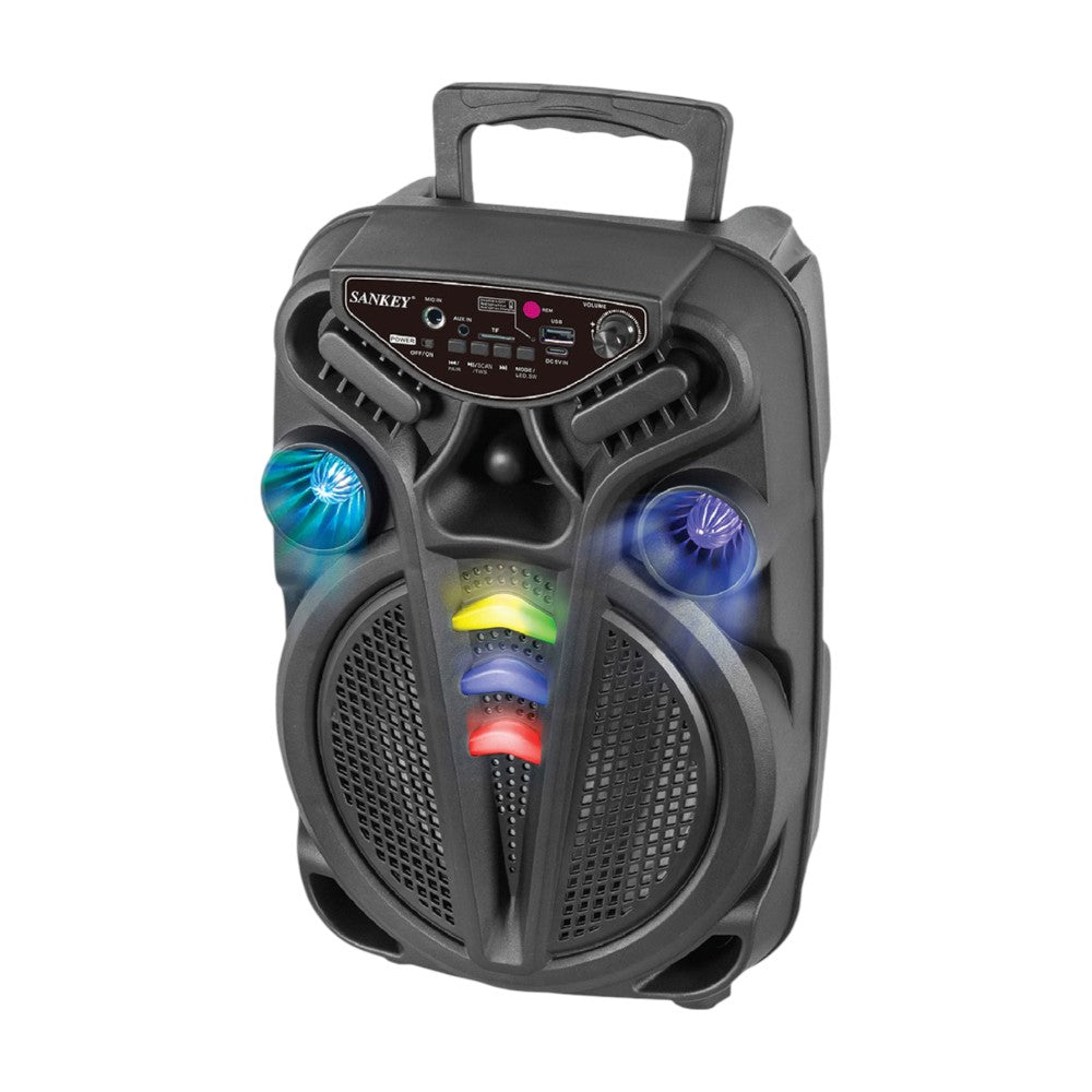 Bocina Portátil Sankey PA-8DCC001A 8” / Bluetooth / Karaoke / Luces LED / USB / Micrófono Incluido