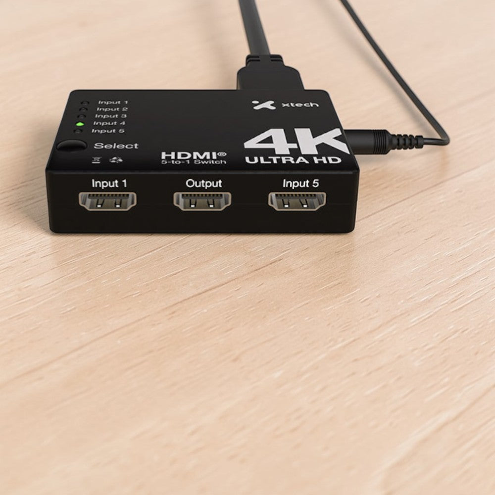 Switch HDMI Xtech de 5 Puertos