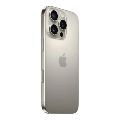 iPhone 16 Pro Max 512GB en titanio natural con pantalla OLED de 6.9”, cámaras Pro de 48 MP, grabación 4K. En Titán Panamá.