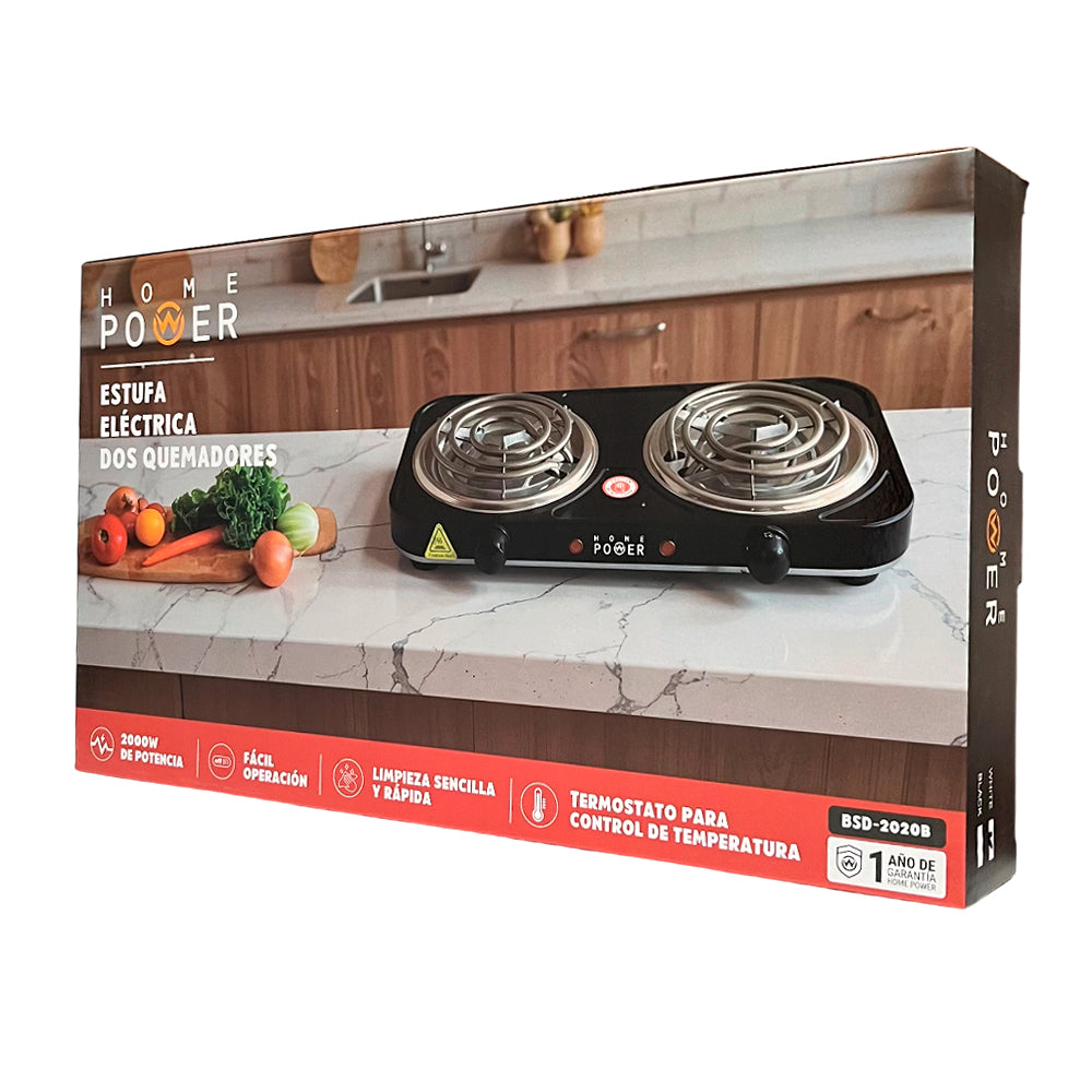 Estufa Eléctrica de Mesa Home Power / 2 Quemadores / Surtida