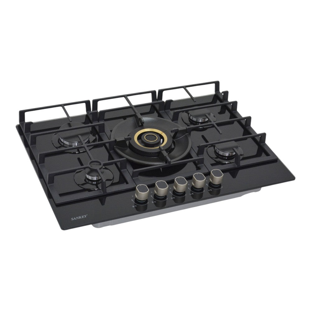 Estufa Empotrable Sankey de 30" / 5 Quemadores / Vidrio Negro