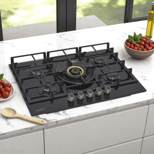 Estufa Empotrable Sankey de 30" / 5 Quemadores / Vidrio Negro