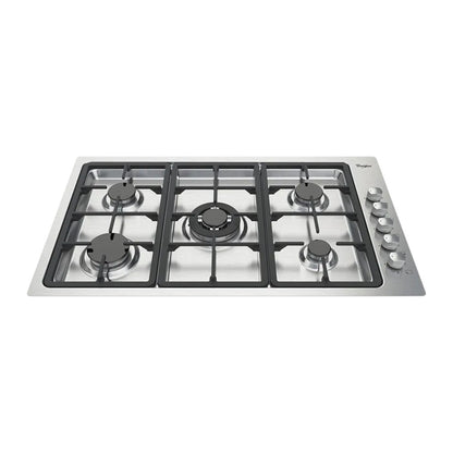 Estufa empotrable Whirlpool 36 pulg a gas, 5 quemadores, encendido eléctrico, acero inoxidable, diseño moderno. En Titán Panamá.