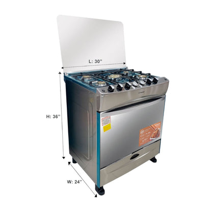 Estufa A Gas Premier 30" / 5 Quemadores / Acero Inoxidable