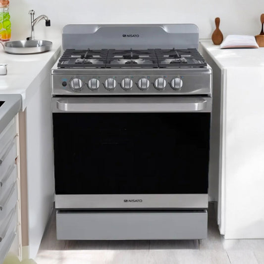 Estufa a Gas Nisato 6 Quemadores 30” /Acero Inoxidable con Air Fryer