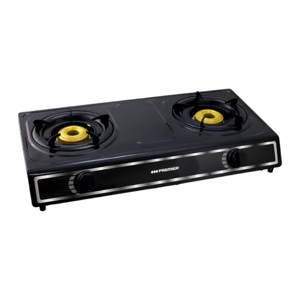 Estufa a Gas Premier / Acero Inoxidable / 2 Quemadores / Negra