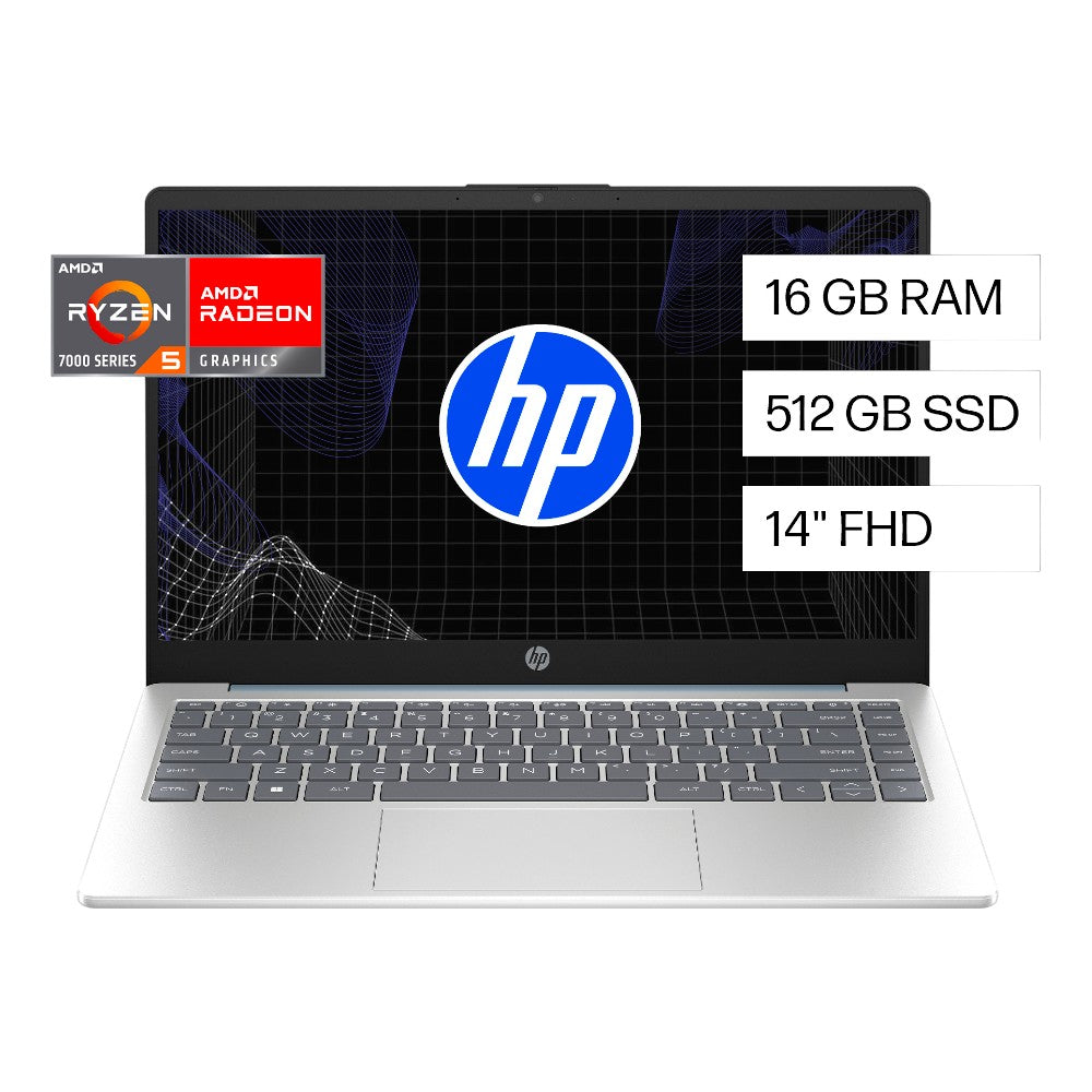 Laptop HP 14-em0021la, AMD Ryzen 5, 16 GB RAM, 512 GB SSD, 14, FHD Windows 11 Home