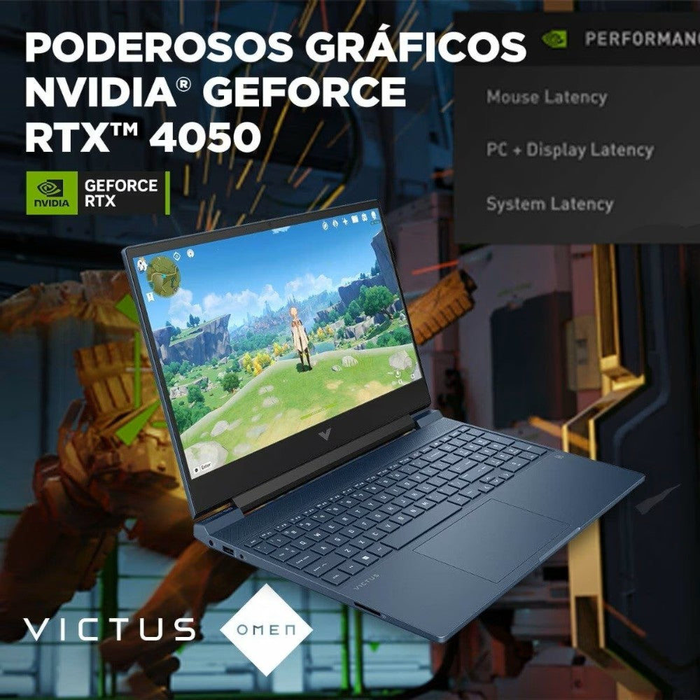 Laptop HP Victus 15-fa1097la | Intel® Core™ i7 | 16GB RAM | RTX 4050 | SSD 1TB | 15.6” FHD | Azul intenso