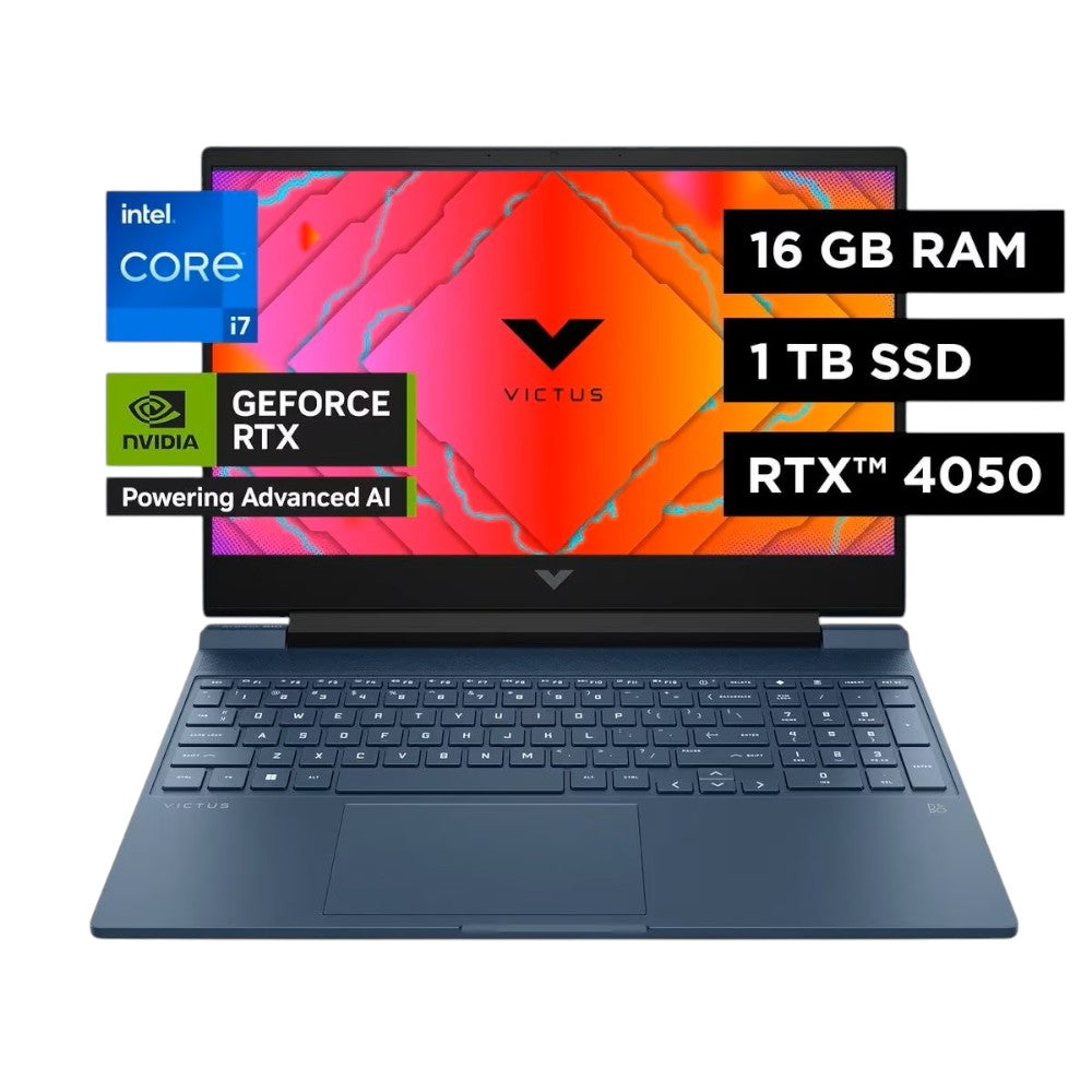Laptop HP Victus 15-fa1097la | Intel® Core™ i7 | 16GB RAM | RTX 4050 | SSD 1TB | 15.6” FHD | Azul intenso