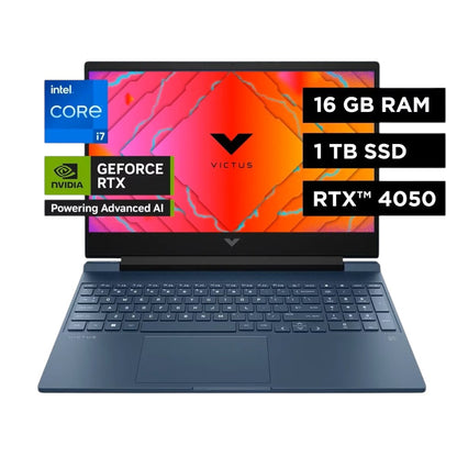 Laptop HP Victus 15-fa1097la | Intel® Core™ i7 | 16GB RAM | RTX 4050 | SSD 1TB | 15.6” FHD | Azul intenso