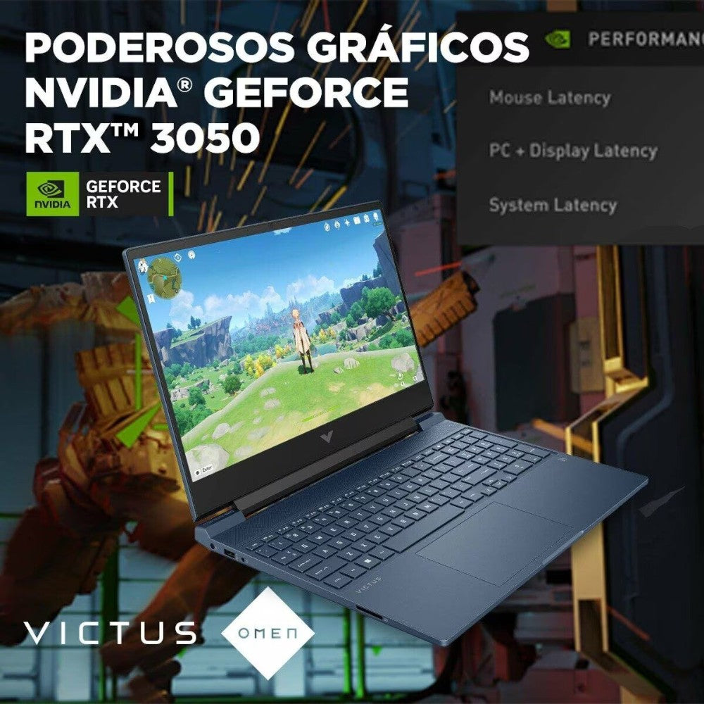 Laptop HP VICTUS Gaming 15-fa0022la, Windows 11, 15.6", Intel® Core™ i5, 16GB RAM, 512GB SSD, NVIDIA® GeForce RTX™ 3050, FHD