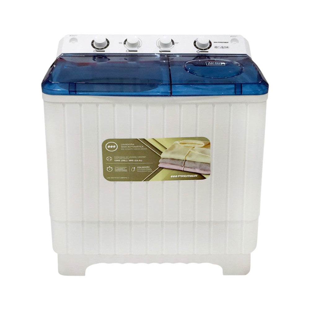 Lavadora Semi-Automática Premier de 12Kg / Blanca / C-Bomba