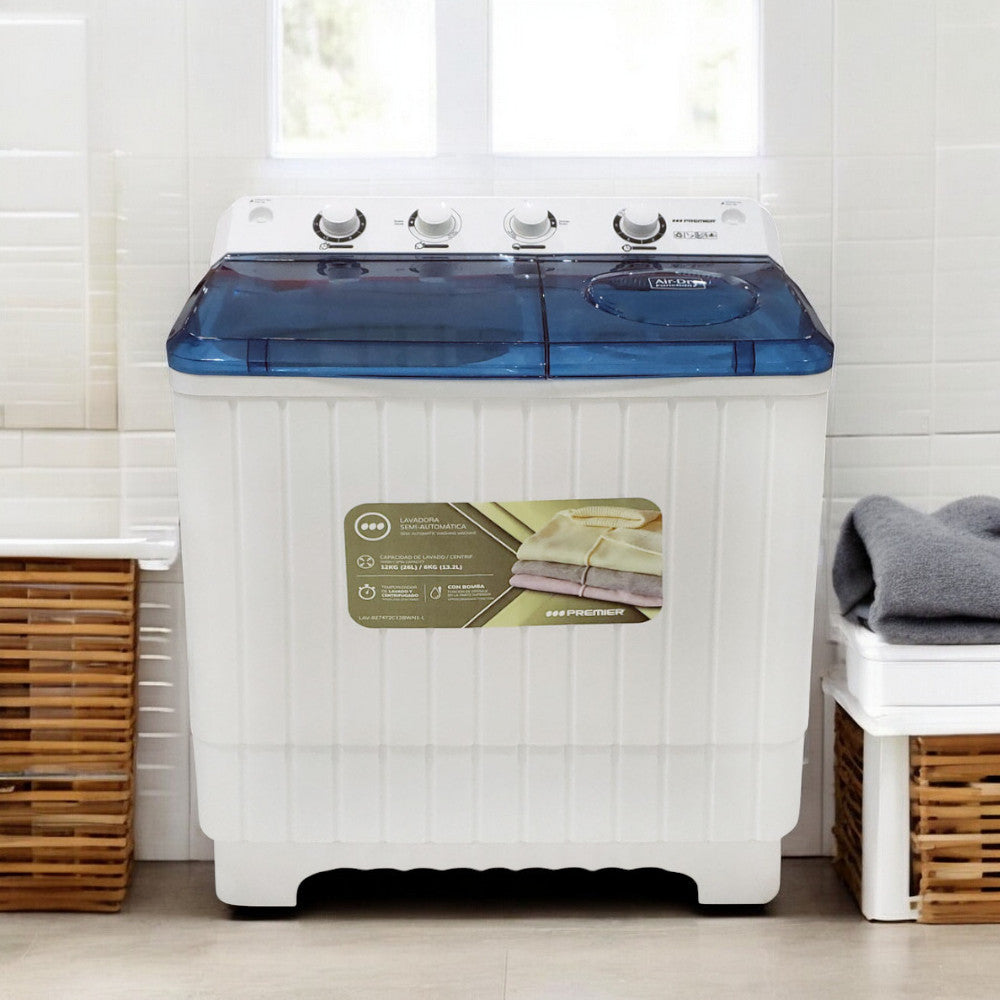 Lavadora Semi-Automática Premier de 12Kg / Blanca / C-Bomba