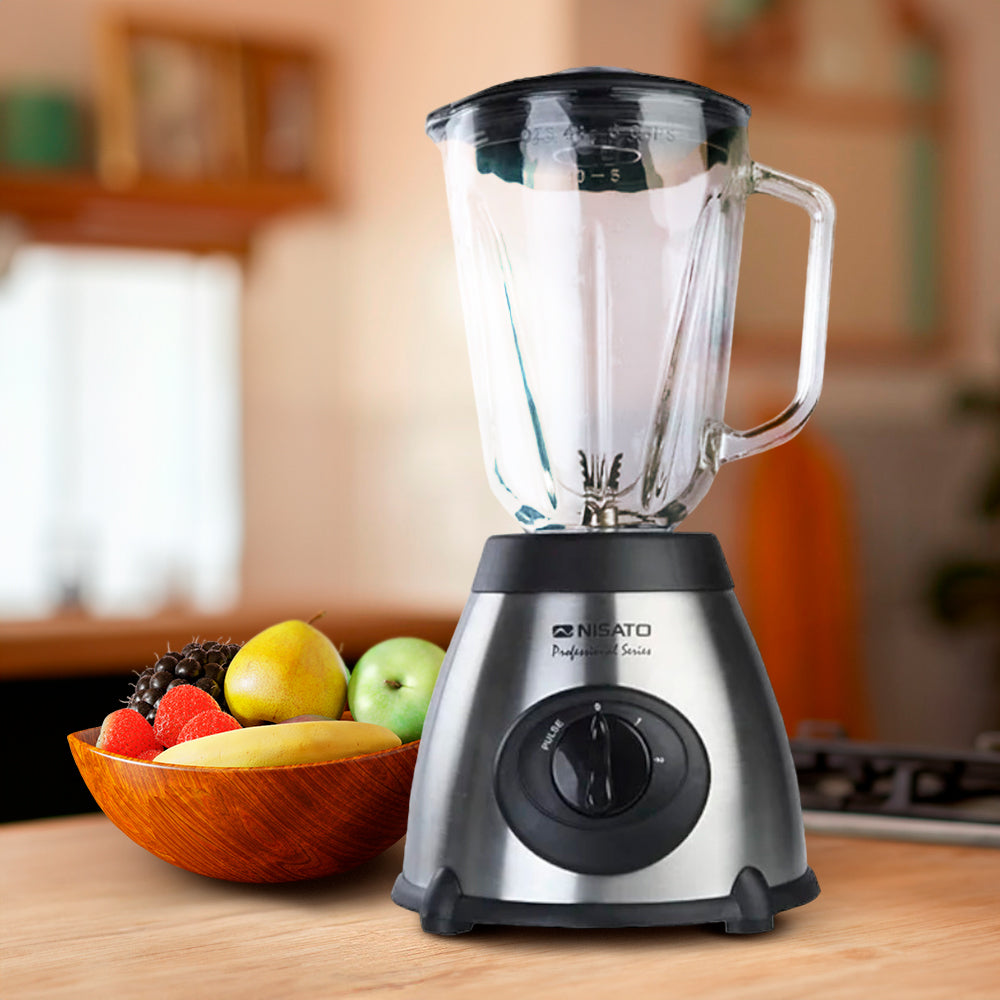Licuadora Nisato 750 Watts / Jarra de Vidrio / Acero Inoxidable