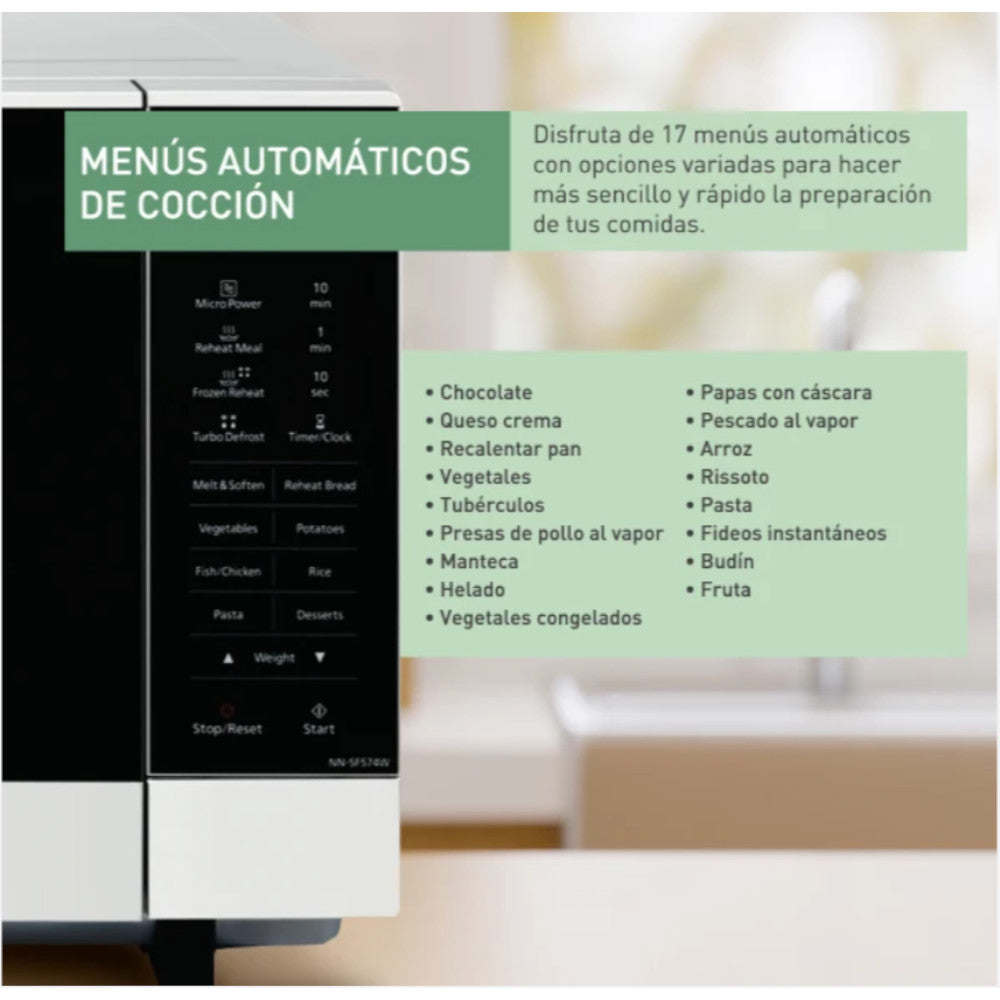 Microonda Inverter Panasonic / 27 Litros / Flat & Wide / Plateado