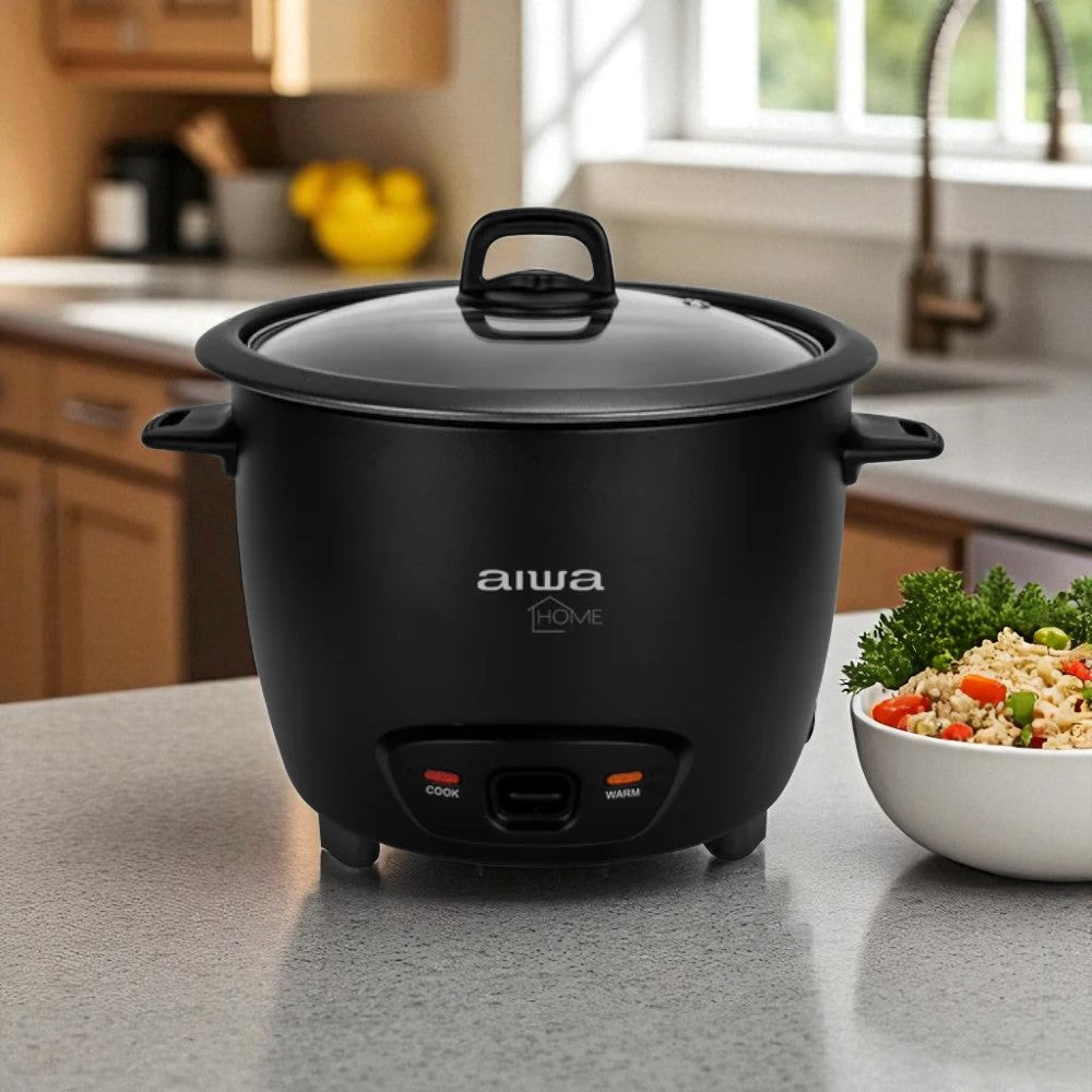 Olla Arrocera Eléctrica Aiwa 2.2L | 12 Tazas | Negra