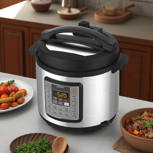 Olla de Presión y Multicooker Aiwa 6L | Negra | Acero Inoxidable