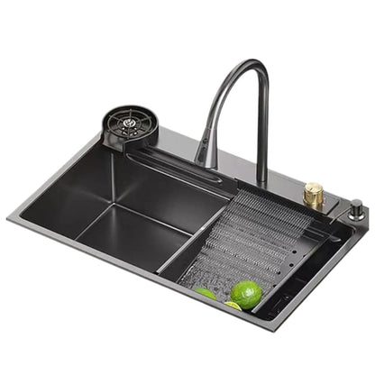 Fregador de Cocina Sencillo Carbone Con Accesorios / 75 cm x 46 cm x 22 cm