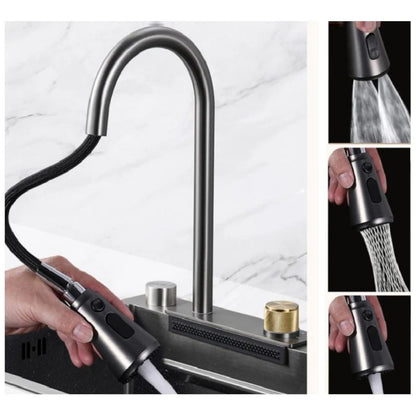 Fregador de Cocina Sencillo Carbone Con Accesorios / 75 cm x 46 cm x 22 cm