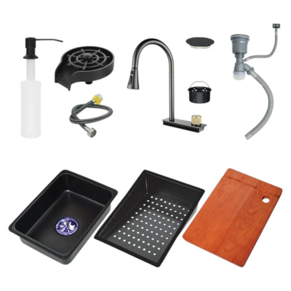 Fregador de Cocina Sencillo Carbone Con Accesorios / 75 cm x 46 cm x 22 cm