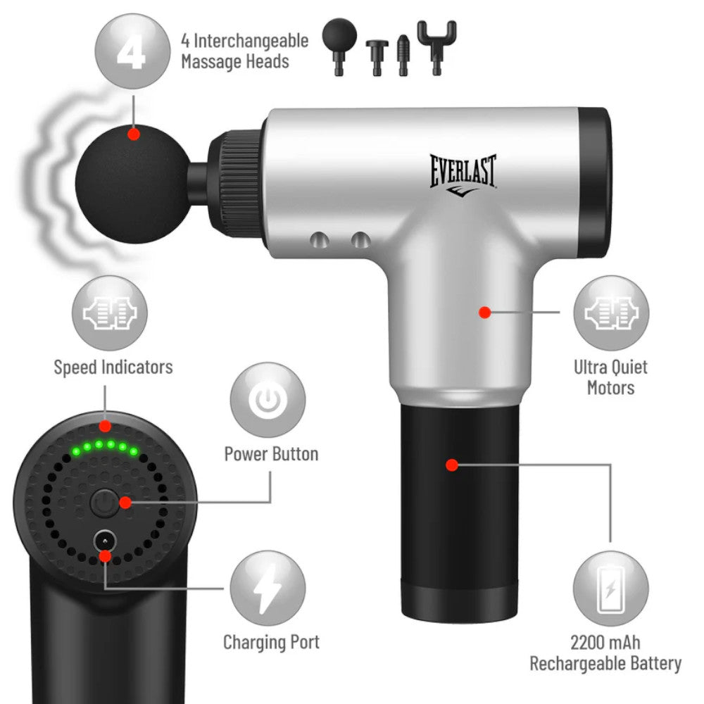Masajeador Muscular Everlast Portátil - Gris