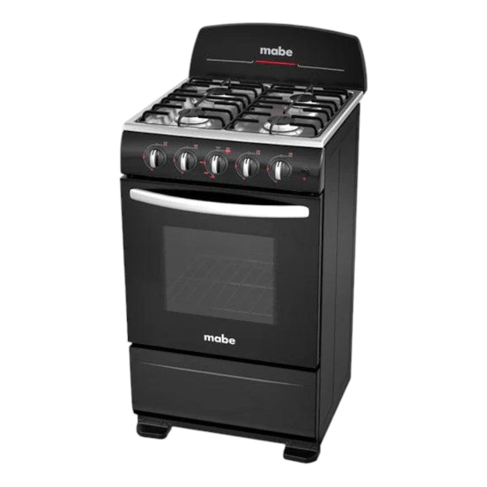 Estufa a Gas Mabe de 20" / 4 Quemadores / Acero Inoxidable-Negro