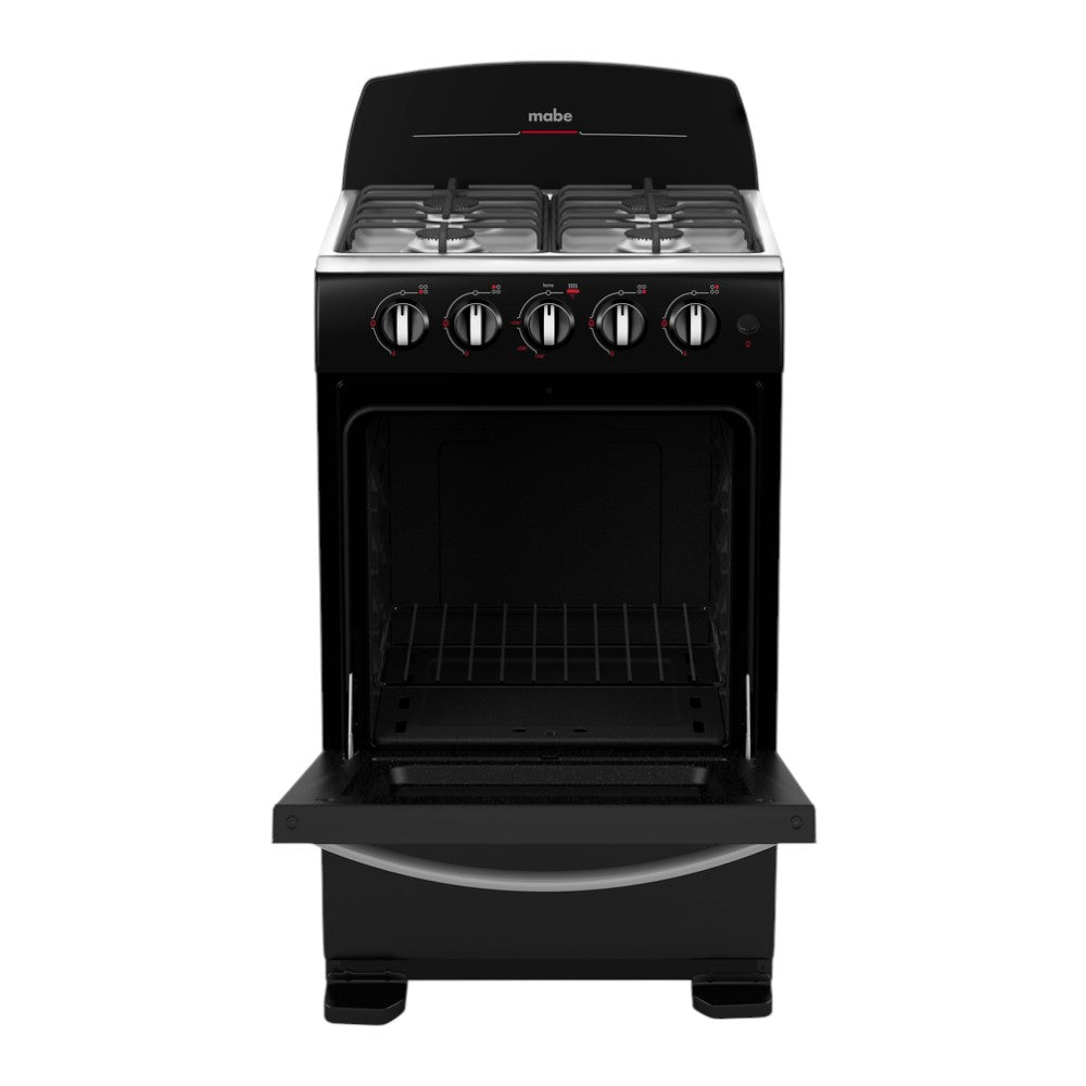 Estufa a Gas Mabe de 20" / 4 Quemadores / Acero Inoxidable-Negro