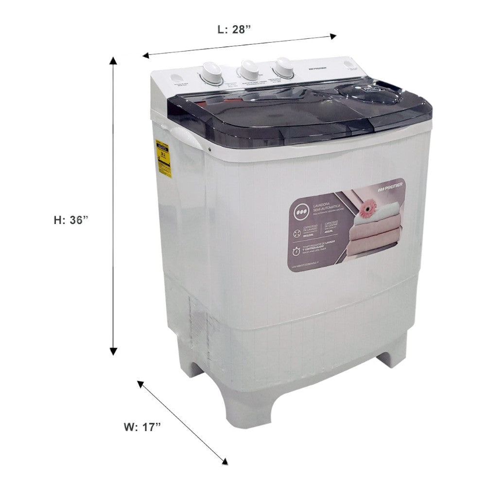 Lavadora Premier Semi-Automática 9Kg / Blanca / Barril-Doble