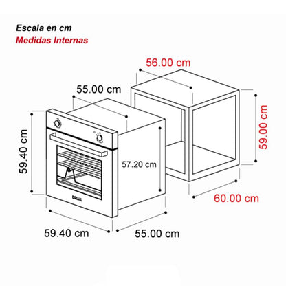 Horno a Gas Drija 72 L Acero Inoxidable de 60 cm